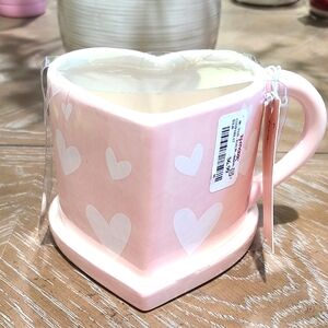 Heart-Shaped Pink Mug with White Hearts